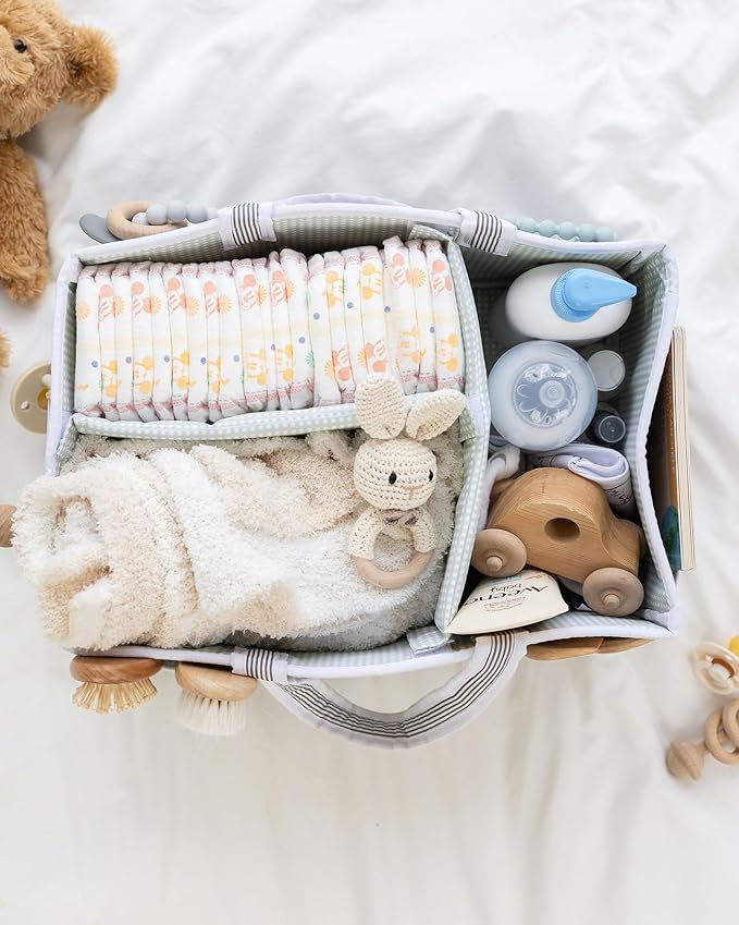 Lily Miles Baby Diaper Caddy Organizer - Large Tote Bag for Newborn essentials Boy or Girl - Baby Shower Basket - Nursery Mus