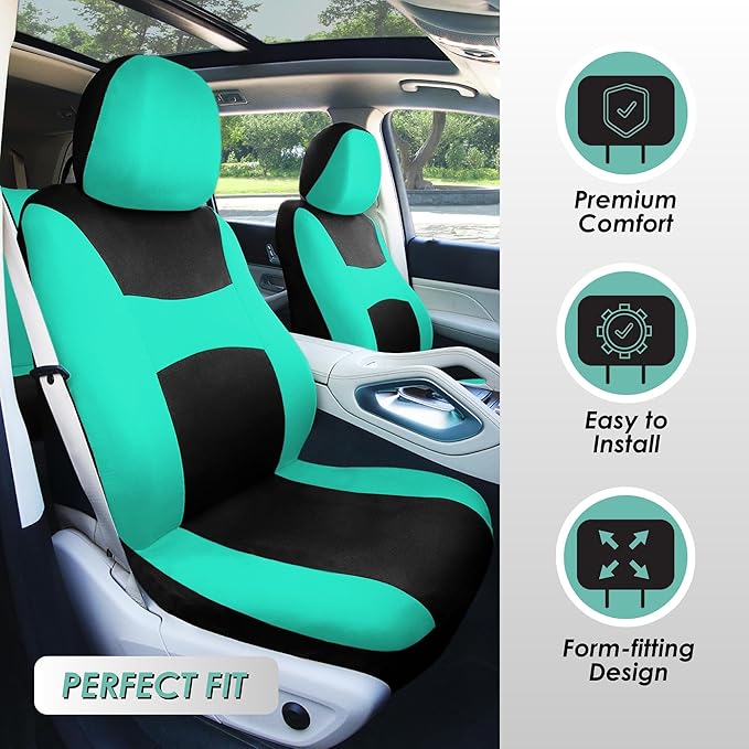 FH Group Car Seat Covers Full Set Cloth - Universal Fit,Automotive SeatCovers,Low Back Front SeatCovers,Airbag Compatible,Spl