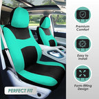 FH Group Front Set Cloth Car Seat Covers for Low Back Car Seats with Removable Headrest, Universal Fit, Airbag Compatible Sea