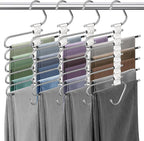 Upgrade Pant Hangers Space Saving, Non Slip Stainless Steel Multifunctional Pants Rack S-Type Clothes Pant Closet Hanger Orga