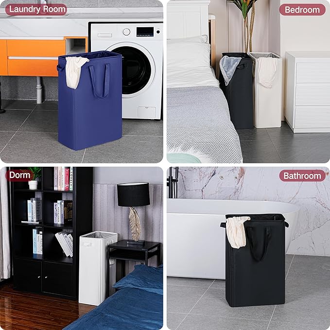 efluky Slim Laundry Basket, Narrow Laundry Hamper with Handles, Collapsible Dirty Clothes Hamper, Tall Laundry Bin for Laundr
