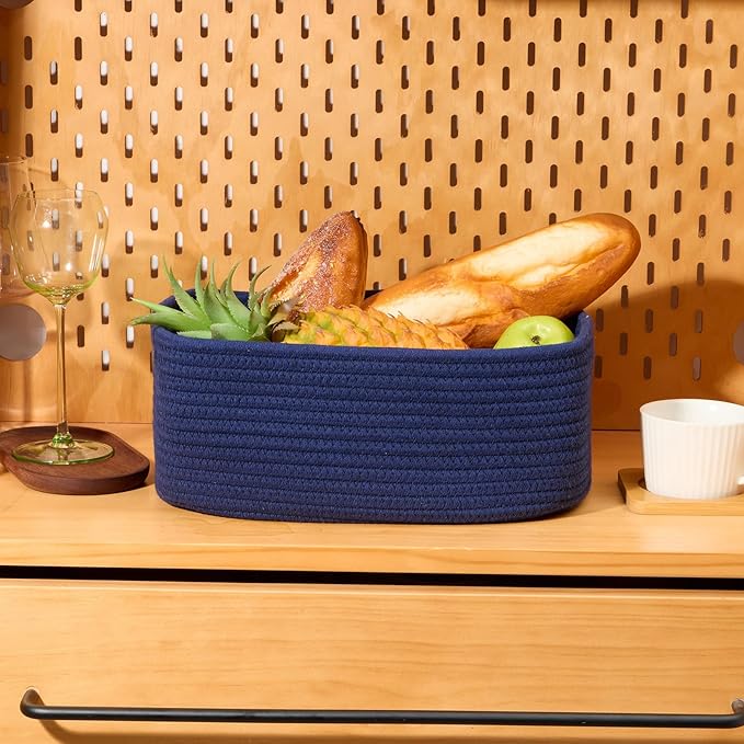 MiniArk Small Storage Baskets for Organizing | Closet Organizer Bins | Shelf Toy Basket | Woven Rope Baskets | Cube Decorativ