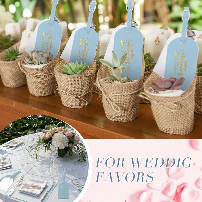Amylove Bulk Luggage Tags Wedding Favors Adventure Begins Luggage Tags for Guests Travel Tag for Suitcase Bridal Gift 24 Pack