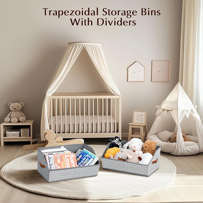 Homsorout Closet Organizers and Storage Bins - 6 Pack Collapsible Divided Trapezoidal Cube Storage Bins Baskets with Orange H