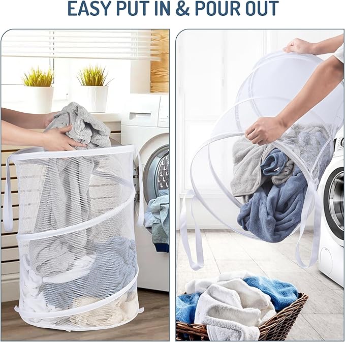 Seiritex Mesh Popup Laundry Hamper 115L Collapsible Laundry Basket Extra Large Capacity Foldable Clothing Storage Basket with