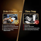 360° Rotating Wood Car Tray – Drive Thru Tray & Cup Holder Car Desk, Car Table Tray for Eating, Work & Travel – Adjustable Laptop Stand for Car – Portable Car Table for Vehicles & RV