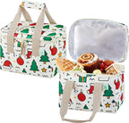 VENO 2 Pack Christmas Insulated Lunch Bag for Women Men, Reusable Lunch Box Grocery Shopping Bag Small Cooler with Handles Zippers for Work Office Picnic Beach (Jingle Mix)