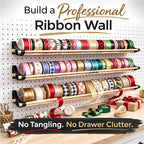 PEGGY Pegboard Accessory Hook and Dowel Organizer Storage for Tape, Steel Wire Spools, Ribbon, Crafts, Hobby, 12” kit (3PK Bl