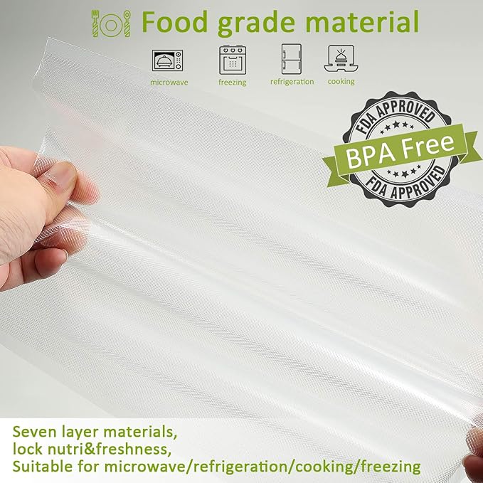 Potane Vacuum Sealer Bags, Precut 150 Gallon 11x16, Quart 8x12, Pint 6x10, Smell-Proof, Puncture Prevention and Heavy duty. C