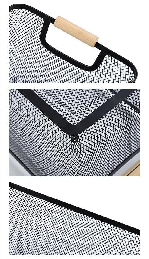 AJIODA 2 Pack Metal Mesh Steel Basket, Small Wire Storage Organizer Basket Multi-function Hanging Kitchen Basket Fruit Basket
