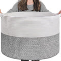 INDRESSME Large Storage Basket, 21.7'' x 13.8'' Cotton Rope Blanket Basket Living Room, Toy Organizers and Storage with Handl