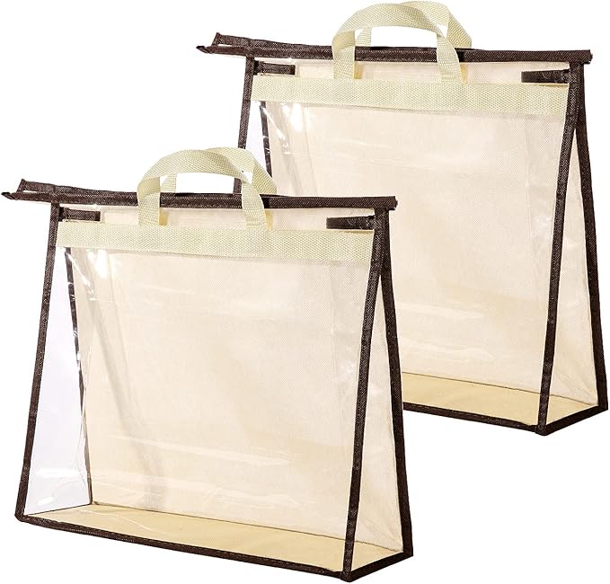 CINPIUK Clear Handbag Storage Bags Purse Organizer for Closet, Zipper Hanging Storage Bag for Handbags, L, 2PCS