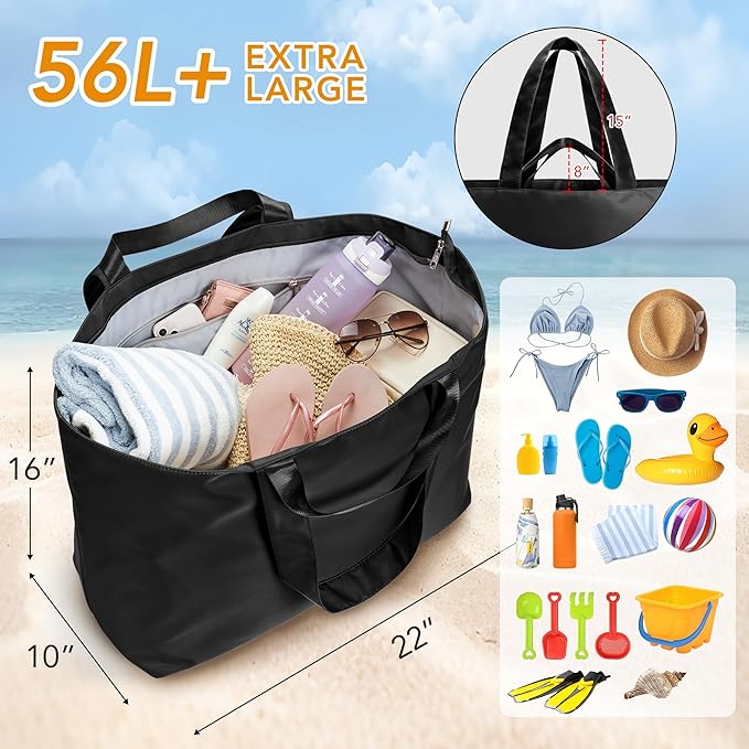 KALIDI 60L Extra Large Duffle Bag, Beach Tote Zipper Utility Oversized Weekender Carrier Travel Shopping Reusable Grocery Bag
