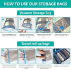 Cozy Essential Vacuum Storage Bags, 80% Compression Vacuum Seal Space Saver Plastic Packaging Bags for Clothes, Blankets, Pil