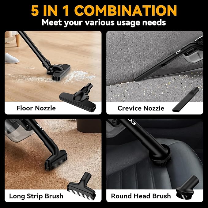 Cordless Vacuum for Dewalt 20V Battery, 5 in 1 Handheld Electric Vacuum Cleaner with 500W Powerful Motor, 46 CFM Portable Han