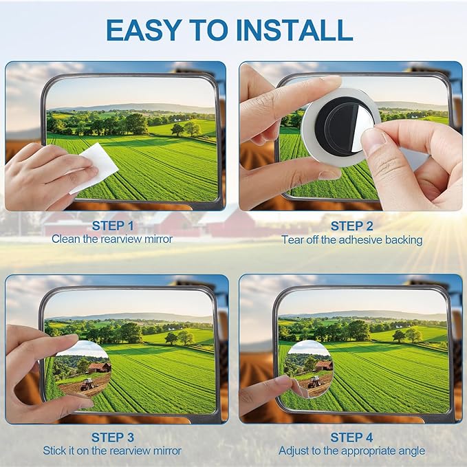 Magnetic Tractor Rearview Mirror (Includes Blind Spot Mirror), 7.78“ × 5.51” Freely Adjustable Side Mirror, No Drilling Required for Installation, Suitable for Tractors, Forklifts, Trucks - 1 Pair