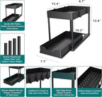 MEAFBIRD 2 Pack Under Sink Organizer, 2 Tier Bathroom Cabinet Organizer with Sliding Basket, Multi-Purpose Under Sink Organiz
