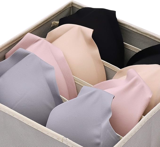 DIOMMELL Set of 4 Foldable Cloth Storage Box Closet Dresser Drawer Organizer Fabric Baskets Bins Containers Divider for Cloth