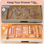 Vtopmart 25 PCS Plastic Drawer Organizers Set, 4-Size Versatile Bathroom and Vanity Drawer Organizer Trays, Storage Bins for 