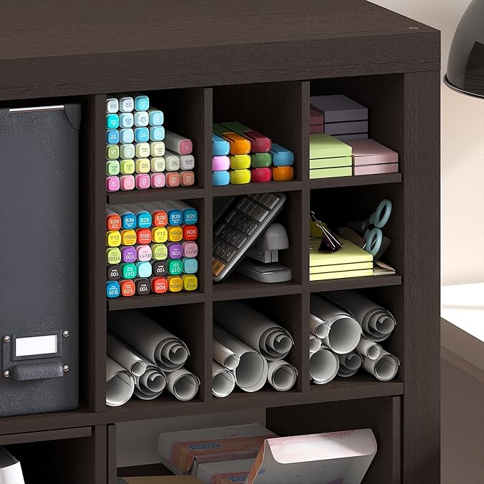 Furinno Cubicle Cube Insert, 9-Compartment Cube Organizer, Geometric Shelf Accessory, Fits into Furinno Triple Thick Cubes, I