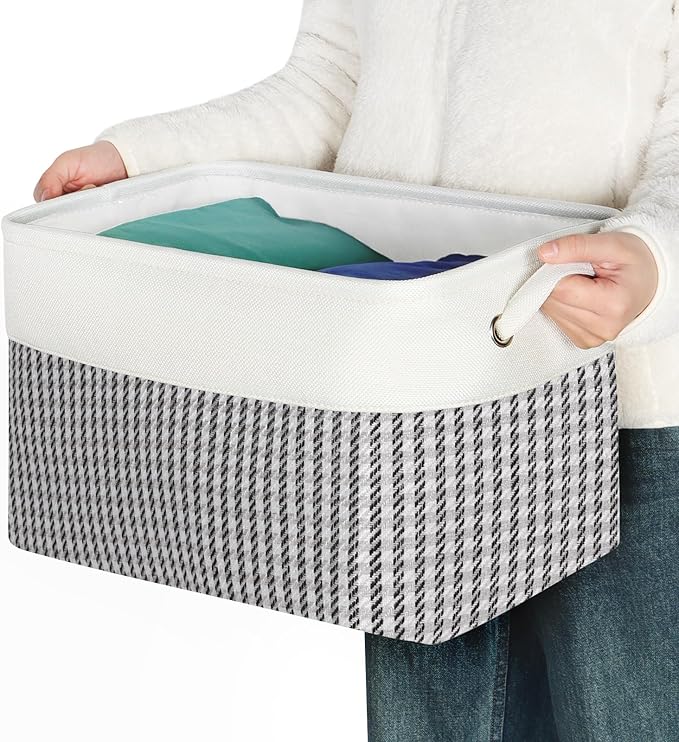 Kntiwiwo Foldable Storage Bin Collapsible Fabric Storage Basket Cube with Durable Handles Closet Organizer Bins for Organizin