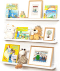 Picture Ledge Shelf for Wall, 36 inches Solid Pine Wood Nursery Book Shelves 3 Packs, Floating Ledge Shelves for Kids' Room B