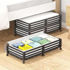 Wisuce Bamboo Under Bed Storage Containers- Underbed Organizer with Wheels with Large Dust Bag,Sturdy Wood Rolling Under the 