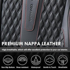 Coverado Car Seat Covers Full Set, Nappa Leather Seat Covers for Car, Waterproof Car Seat Protector with Lumbar Support, Auto