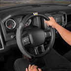 CAT® DuraGrip Car Steering Wheel Cover, Gray Tire Tread Traction Design, Auto Steering Wheel Cover for Cars Trucks Vans SUVs, Improve Grip and Control, Durable Comfortable - Large 15"-16" Inches