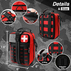 Survival First Aid Kit with Israeli Bandage, Chest Seal, Tourniquet, Splint, Tactical Military Combat Molle IFAK for Wound Ca