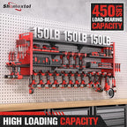 49.8" W Super Large Power Tool Organizer Wall Mount,4-Layer Heavy Duty Tool Storage with 18 Cordless Drill Holder,600 lb Capa