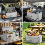 LIBZAKI Car Trunk Storage Organizer, Multi Compartment Collapsible Trunk Storage Box for Car Truck SUV-Gray