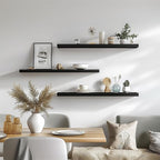 36 Inch Floating Shelves for Wall Rustic Black Wood Wall Shelves for Bedroom Set of 4