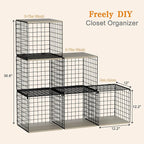 Hencawima 6 Pack Stackable Closet Organizers and Storage Basket, Closet Shelves with Wood Top, Clothes Storage Bin/Cube Organ