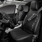 CAR PASS Leather Bling Seat Covers Full Sets 16 pcs, Bling Diamond Car Accessories Set for Women, Sparkly Rhinestone Steering