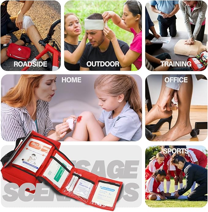 First Aid Kit - Waterproof Compact Small Emergency Medical Trauma Kit for Home, Travel, Camping, Hiking, Vehicle, Workplace G