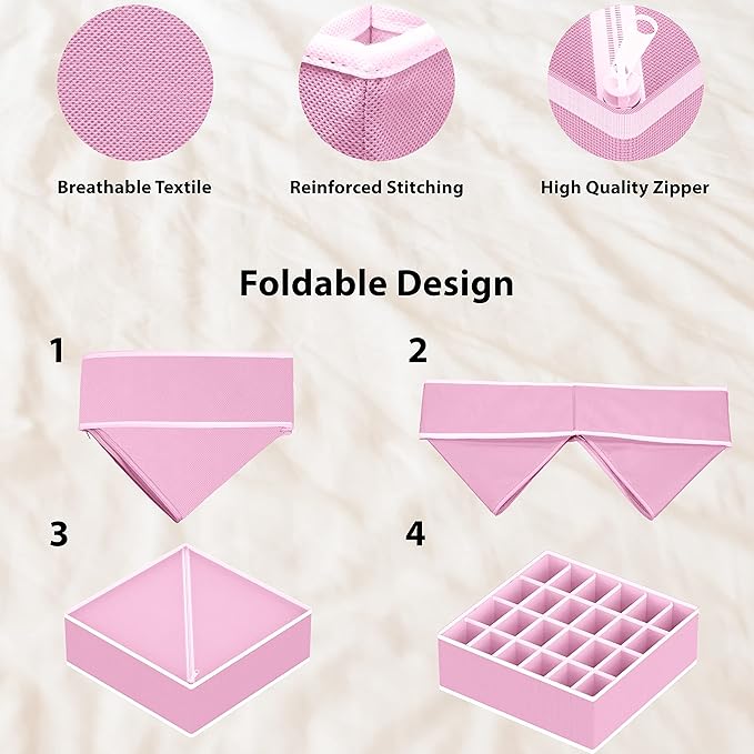 Simple Houseware 4-Pack Drawer Organizer Set - Closet Dividers for Underwear, Socks, Bras, Scarves, Ties - Foldable Non-Woven