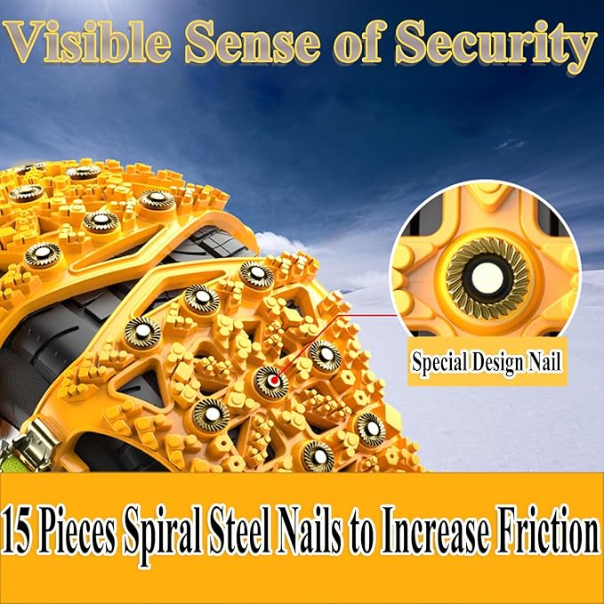 Snow Chains for Car Tires 6 Pack, Emergency Anti Slip Tire Chains for SUV/Trucks/ATV, Adjustable Universal Winter Security Ch