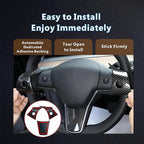 for Tesla 2017-2023 Model 3 and 2020-2024 Model Y Steering Wheel Cover Trim Interior Decoration Protection Accessories (Matt Carbon Fiber Pattern)
