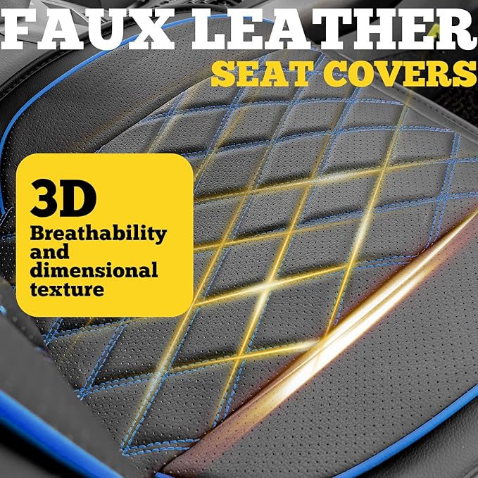 LINGVIDO Car Seat Covers Full Set (5 Seats) - Premium Perforated Nappa Leather, Waterproof Shield, Omni-Adapt Fit SUVs Sedans