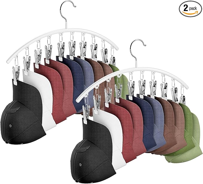 Cuipingoo Hat Hangers for Closet, Metal 2 Pack Hat Organizer Holder for Hanger Closet Display, Hat Racks for Baseball Caps w/