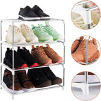 4-Tier Stackable Small Shoe Rack, Lightweight Shoe Shelf Storage Organizer for Entryway, Hallway and Closet(White)