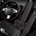NBTEPEM 6 PCS Car Steering Wheel Cover Set, Microfiber Leather Steering Wheel Covers Universal 14.5-15 inch, Center Console C