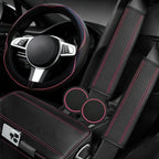 NBTEPEM 6 PCS Car Steering Wheel Cover Set, Microfiber Leather Steering Wheel Covers Universal 14.5-15 inch, Center Console C
