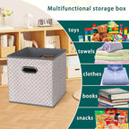 Fabric storage bins Cubes, Fabric Cube Organizer with Handle, Foldable Cube Bins for Cloth or Accessary Storage, 11x11x11, Se