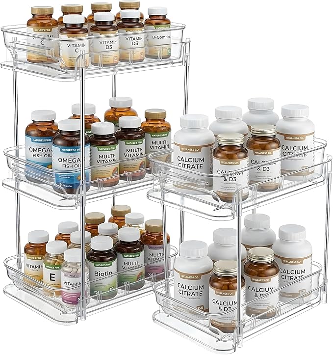 3-Tier Vitamin Storage Organizer, Organizer for Vitamin Bottles And Medicine Bottle, Vitamin Bottle Organizer for Countertop,