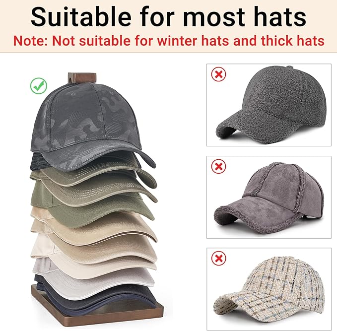 Mkono Hat Organizer for Baseball Caps, Hat Rack Hold Up to 10 Hats Baseball Caps Tabletop Hat Holder Storage Display for Clos