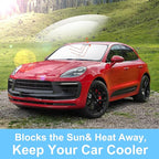 TINGLU Sun Shade for Porsche Macan 2014-2024 2025 2026 Accessories Windshield Sun Shade Window Shade UV Rays Protection Sun Visor Cover with Steering Wheel Sunshade Storage Bag