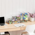 Yieach 8 Pack Small Clear Stackable Storage Drawers,2.2'' Tall Desk Organization and Storage,Plastic Office Supply Organizer,