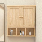 TaoHFE Natural Wooden Color Bathroom Wall Cabinet with 2 Door Adjustable Shelves,Over The Toilet Storage Wall Mounted Medicin